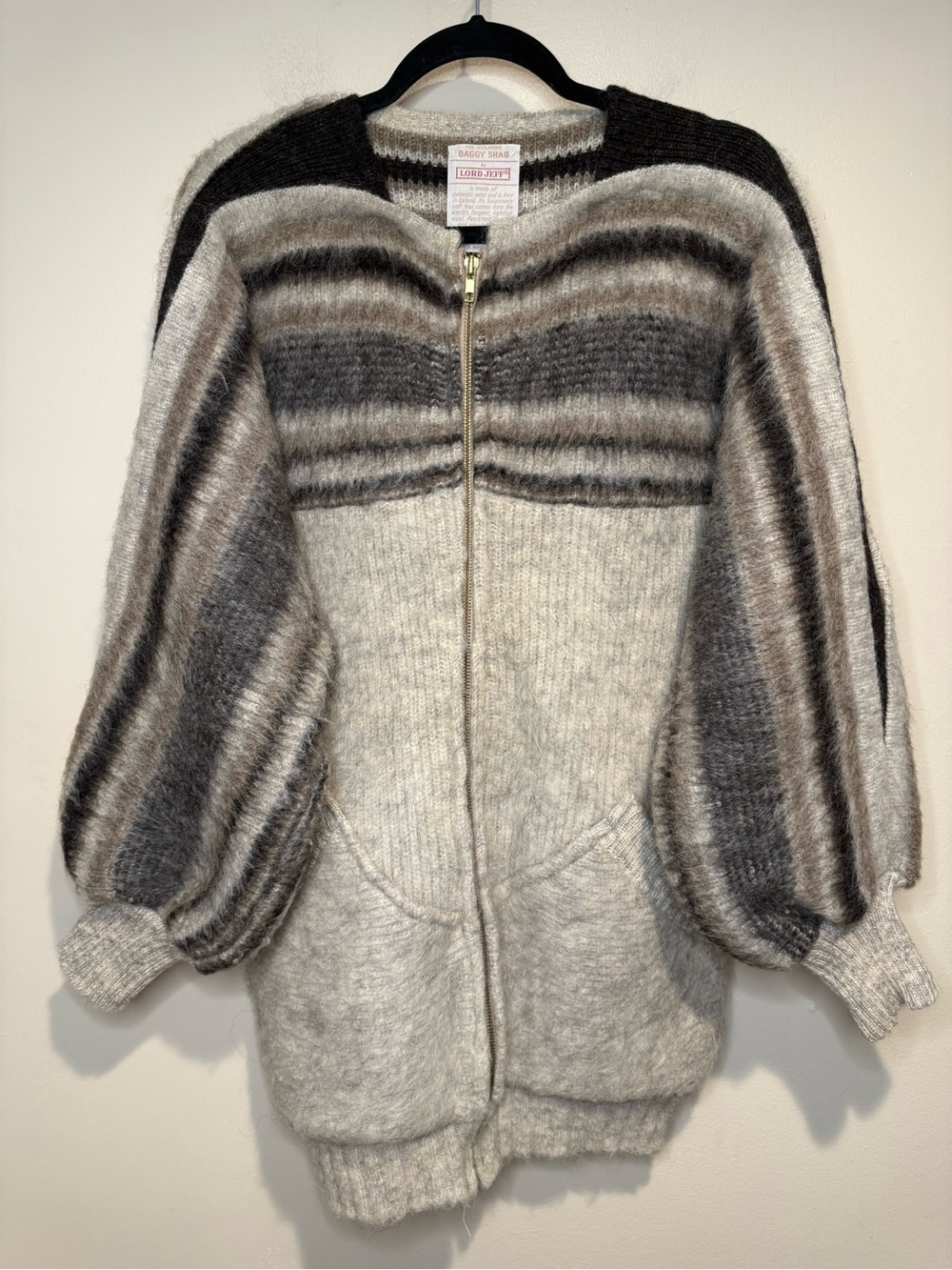 Lord Jeff Mohair Icelandic Baggy Shag Cardigan vintage size large - Picture 2 of 6